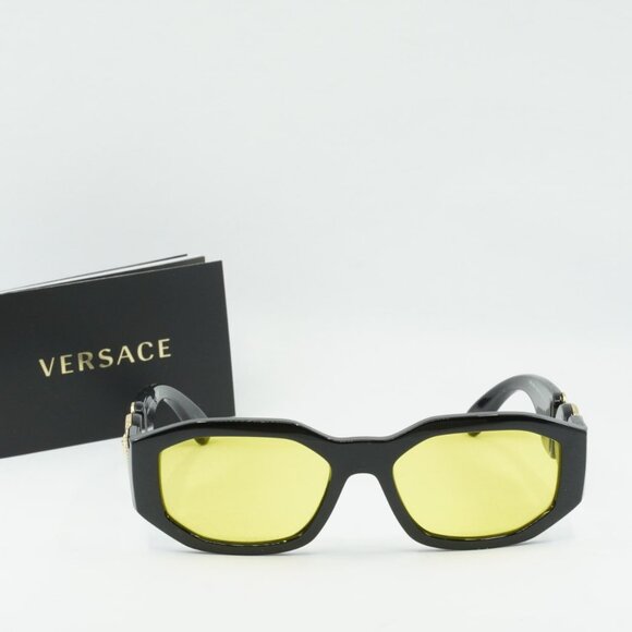 Versace VE4361 GB1/85 Oval Sunglasses – Solid Black/Yellow main image 8
